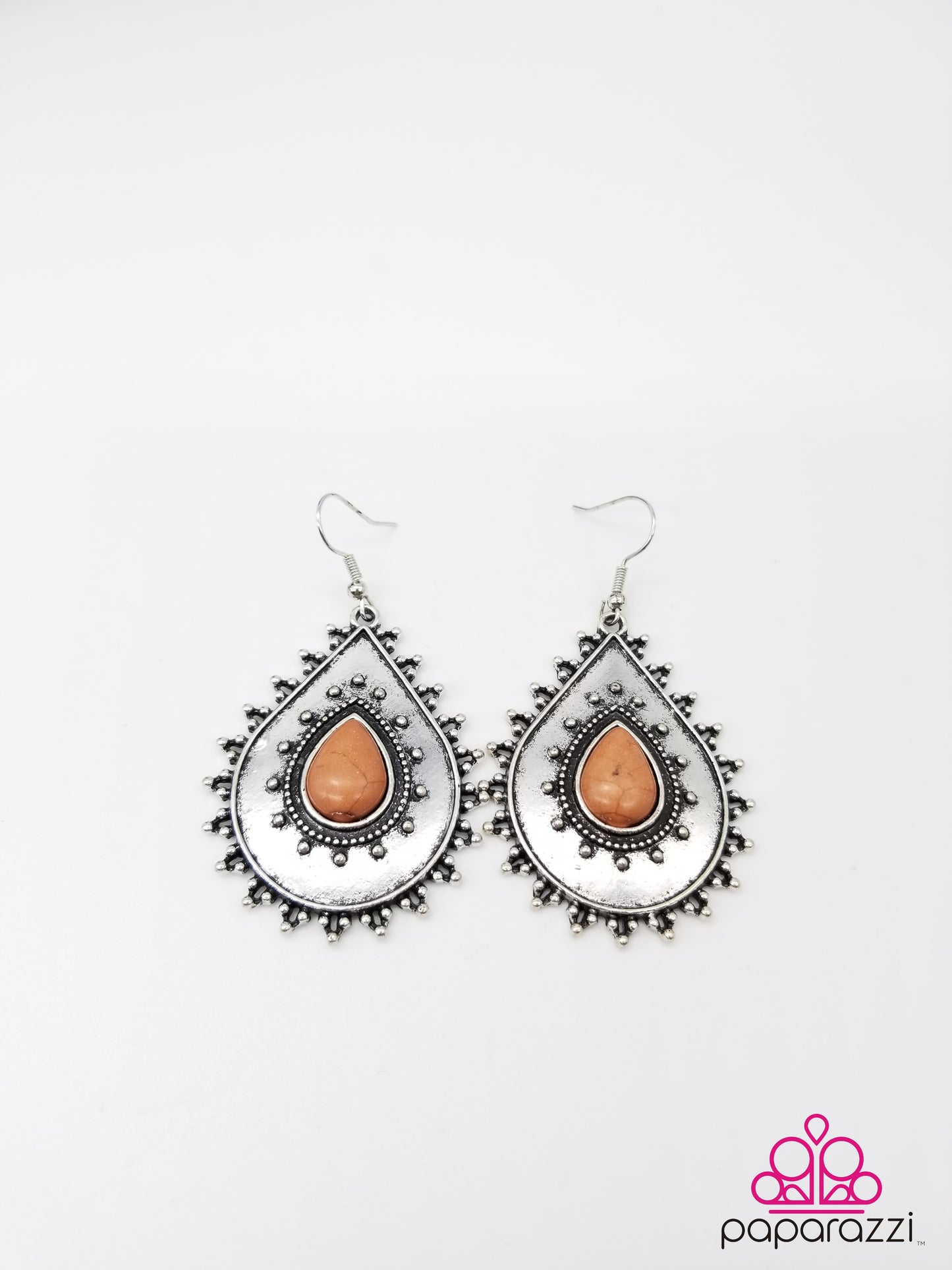 Stone Earrings - Brown